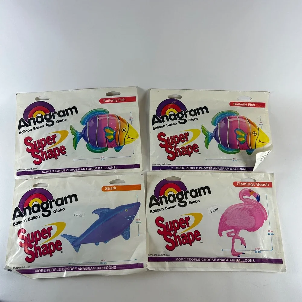 Anagram Balloon Lot Vintage Kids Party Decor Shark Flamingo Butterfly Fish